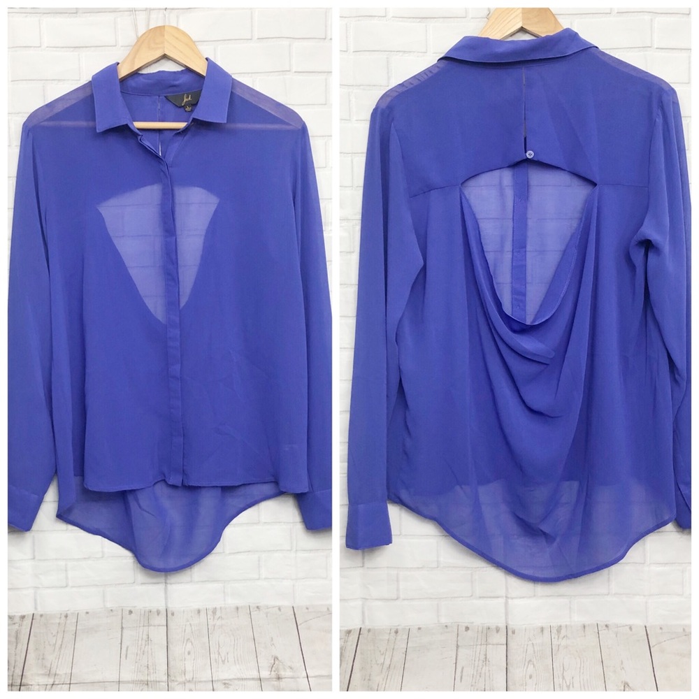 Jack Bb Dakota Blue Semi Sheer Cut Out Back Large